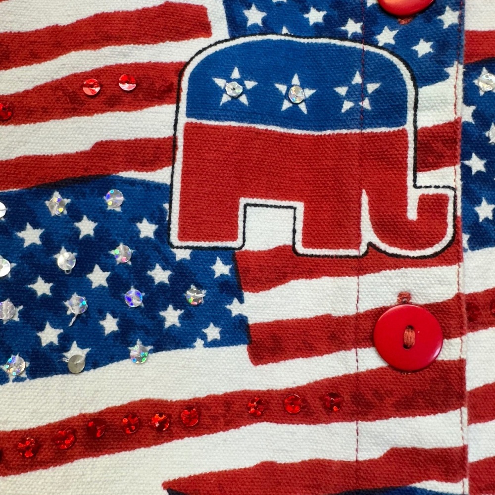 USA 250th Anniversary GOP Elephant Republican Jacket Women L Patriotic Sequins - Picture 4 of 6